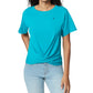 Anne Klein Women's Teal Twist Front Crew Neck Top Blue Size Small