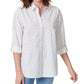 Gloria Vanderbilt Women's Amanda Polka Dot Relaxed Fit Button Down Top White Size Medium