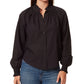 Anne Klein Women's Jo Poplin Ruffle Collar Blouse Black Size Small