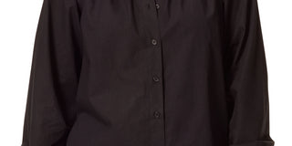 Anne Klein Women's Jo Poplin Ruffle Collar Blouse Black Size Small