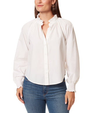 Anne Klein Women's Jo Cotton Button Front Shirt White Size Small