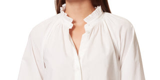 Anne Klein Women's Jo Cotton Button Front Shirt White Size Small