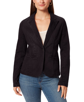 Anne Klein Women's Single Button Denim Blazer Blue Size Small