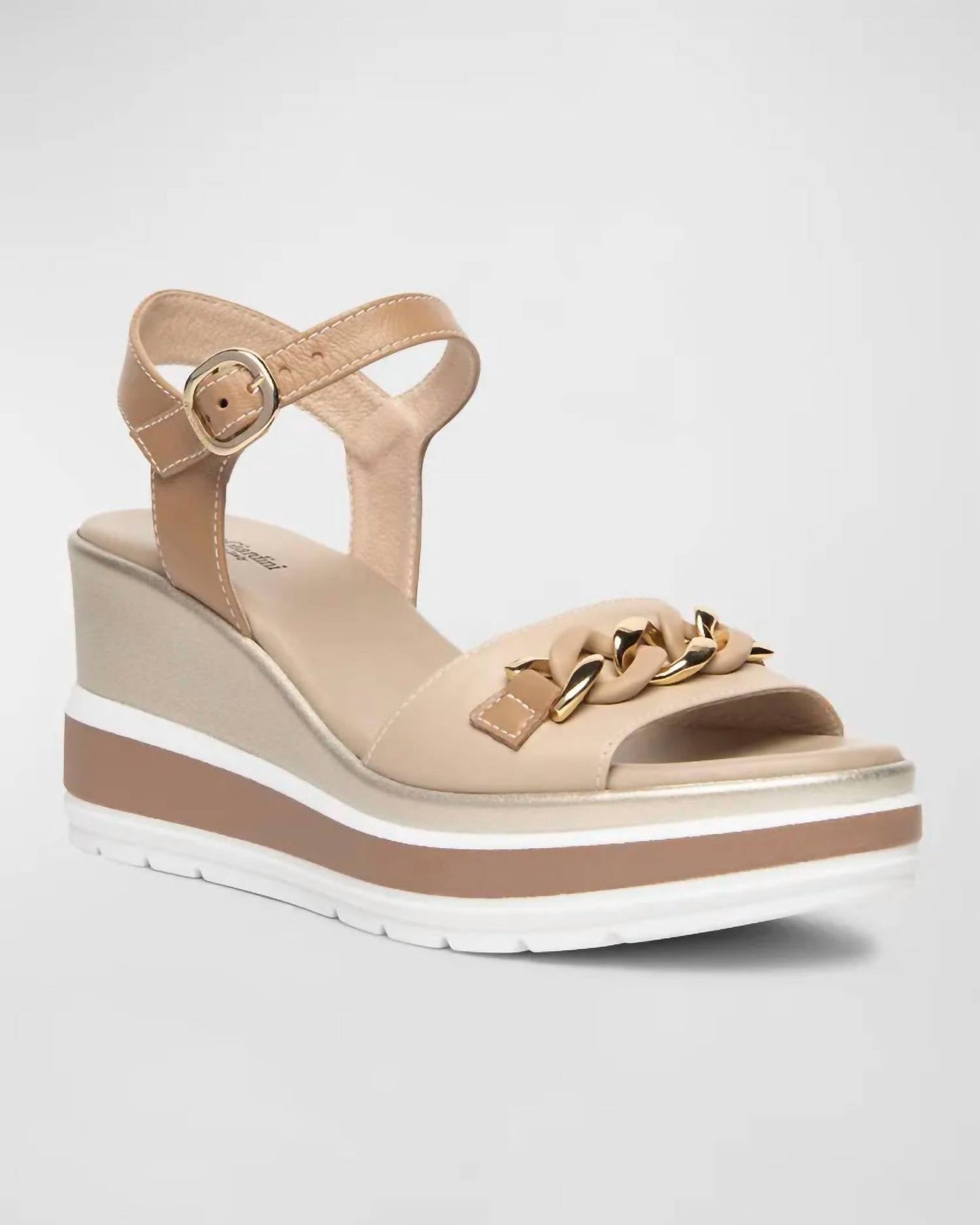 Nerogiardini - Women's Leather Chain Wedge Platform Sandals