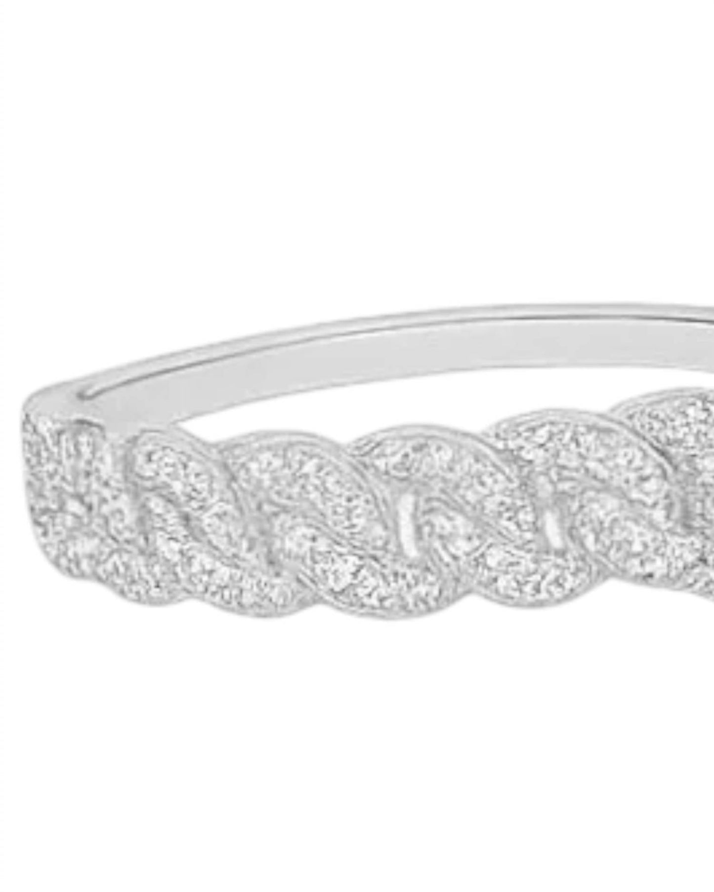 Atlanta Jewelers Supply - Women's Moissanite Pave Cuban Link Beaded Stackable Bands Ring Set