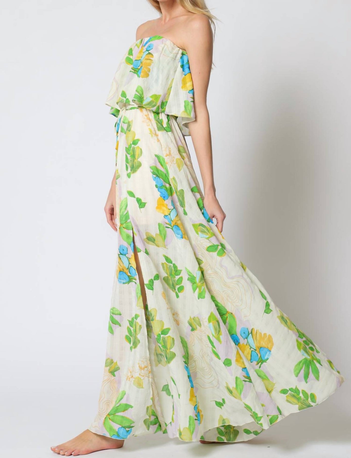 Aakaa - Tube elastic waised belted maxi Dress