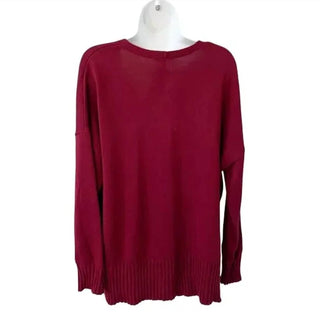 Eileen Fisher - Merino Wool V-Neck Box Top Sweater Red
