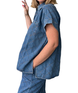 Entro - Elevated Quilted Button Down Top