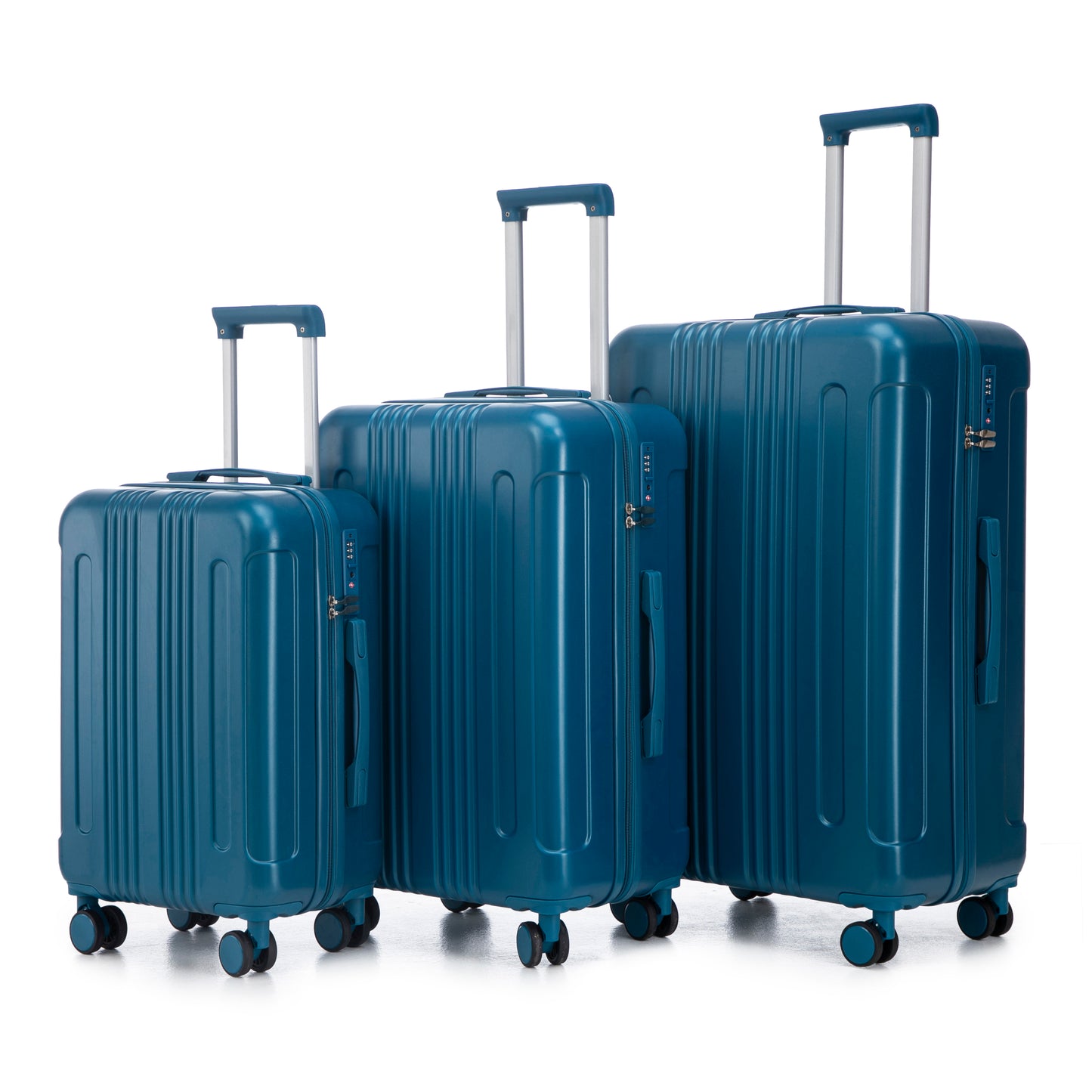 3-Piece Luggage Set – 20" / 24" / 28" ABS Spinner Suitcase with 360° Wheels & Combination Lock (Dark Blue)