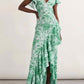Alexander Mcqueen - Silk Sailor-tattoo Ruffle Maxi Dress