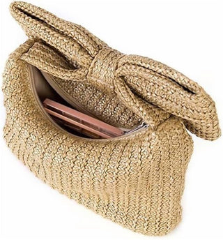 Little Trendy - Women's Bow Straw Handbag