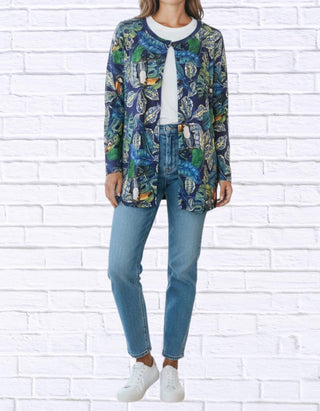 Diva Usa - Tropical Print Button-through Knit Cardigan