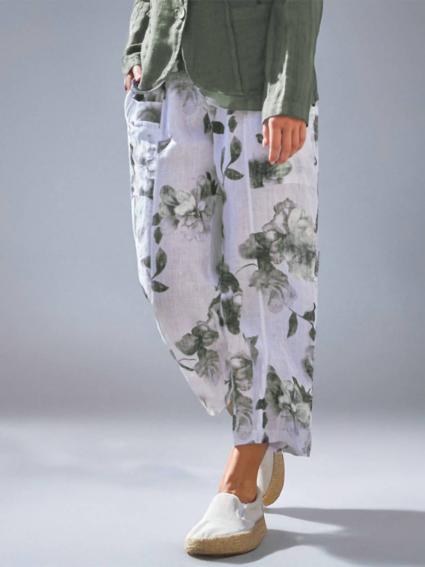 Inizio - Magic Cropped Floral Print Pant