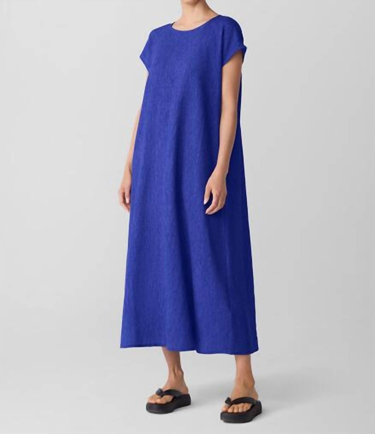 Eileen Fisher - Woven Plissé Round Neck Dress
