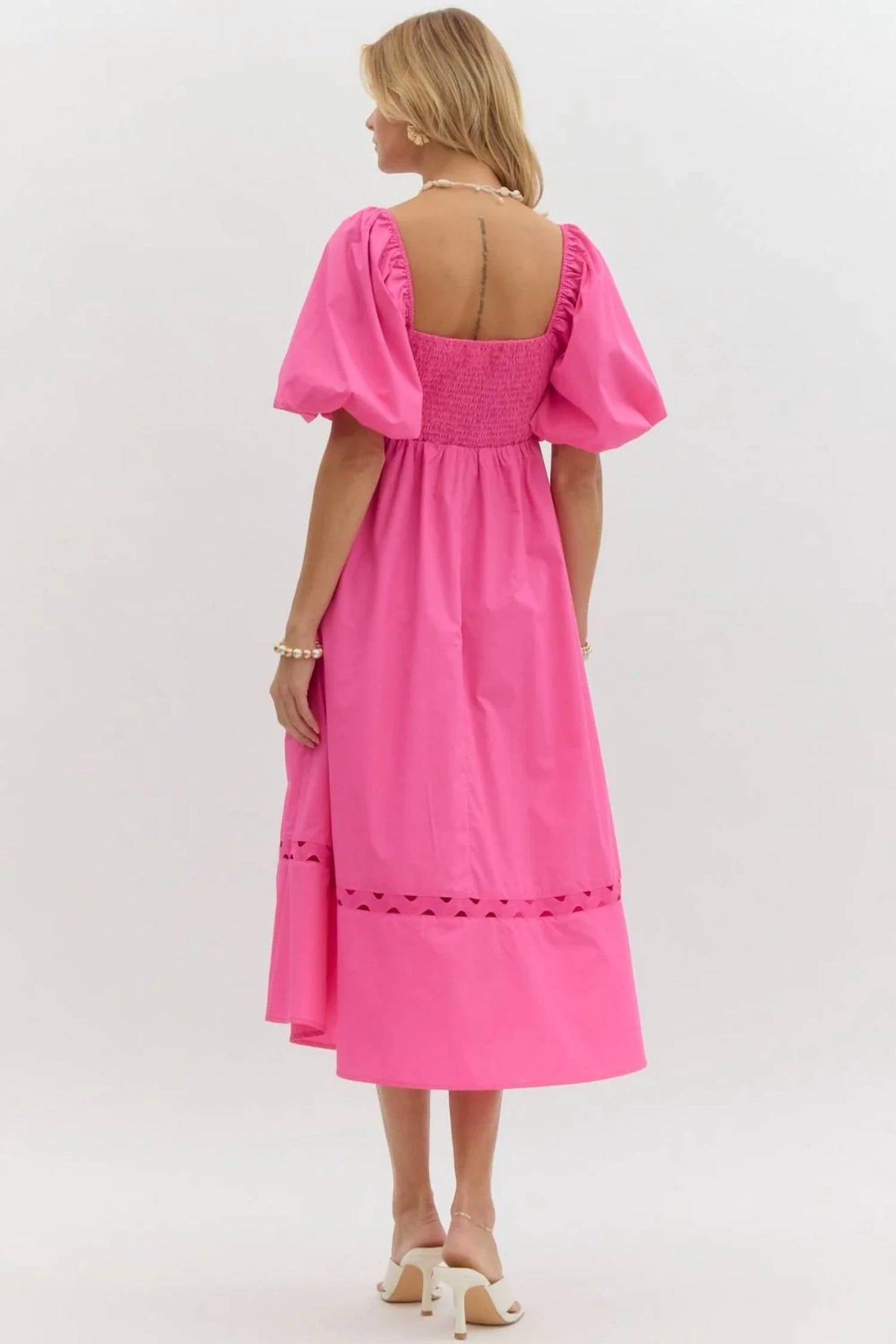 Entro - Puff Sleeve Dress With Cutouts