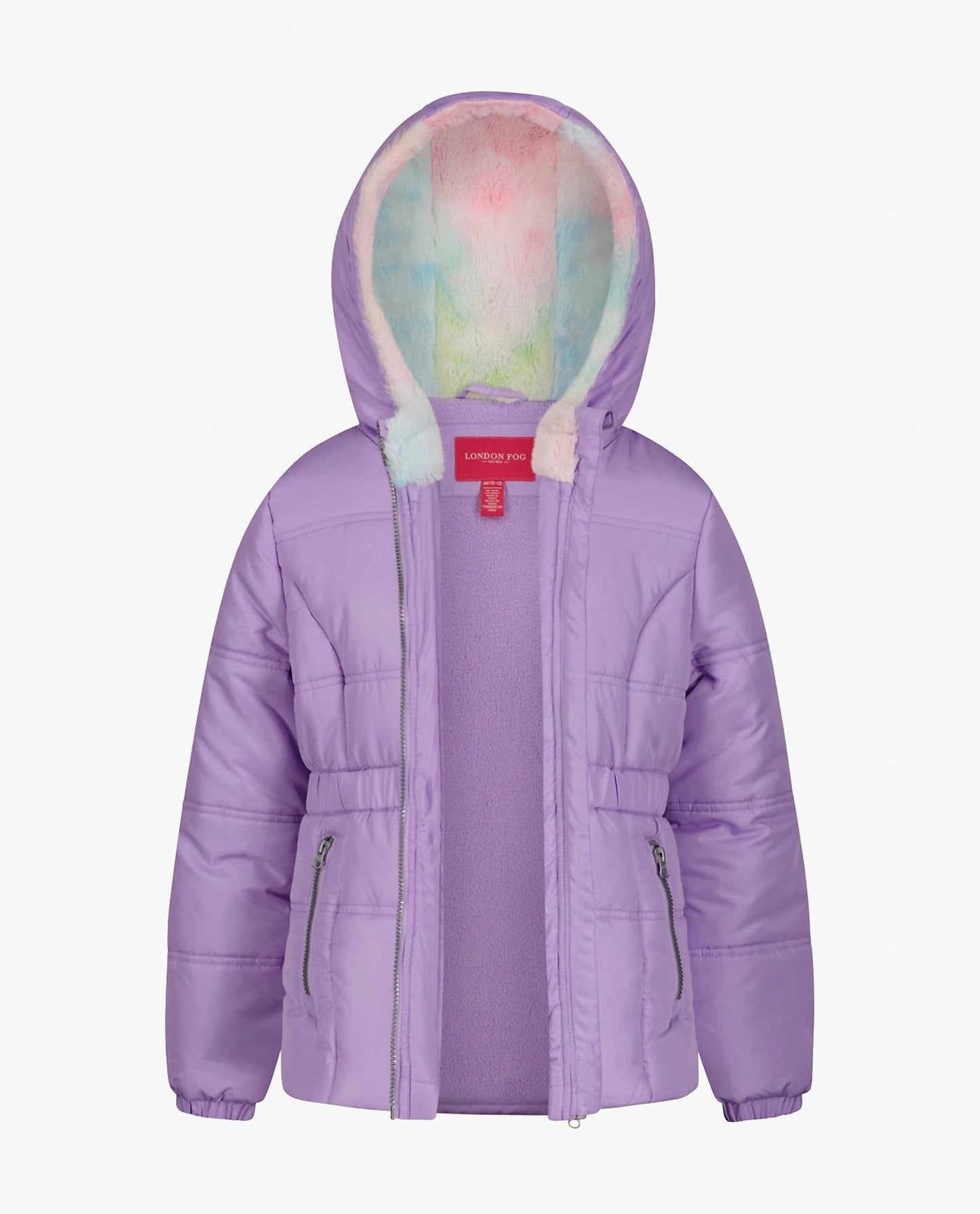 London Fog - Baby Girls Zip-front Hooded Mid Cinch Puffer