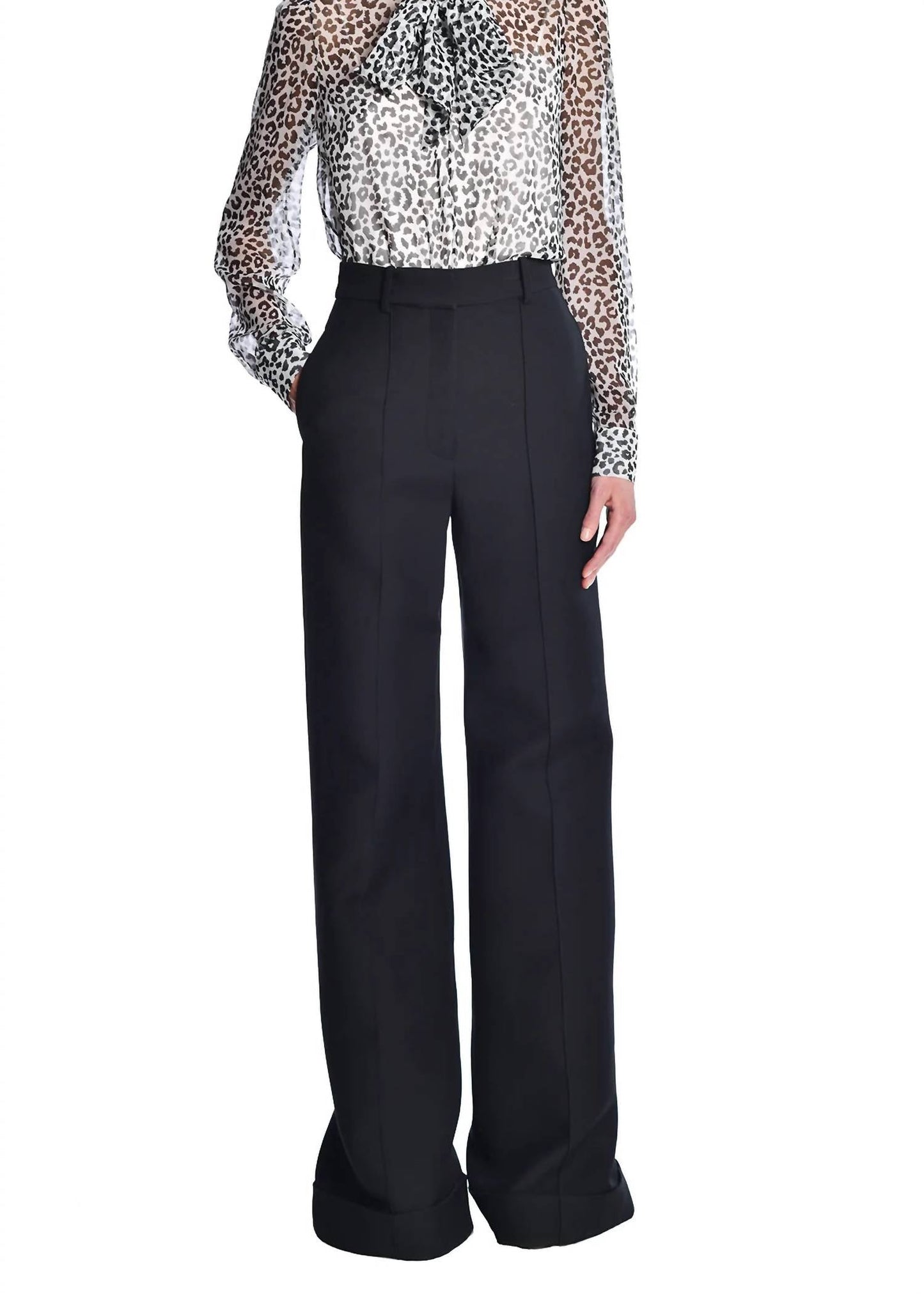 Adam Lippes - Silk Wool Cuffed Hem Wide Leg Trouser