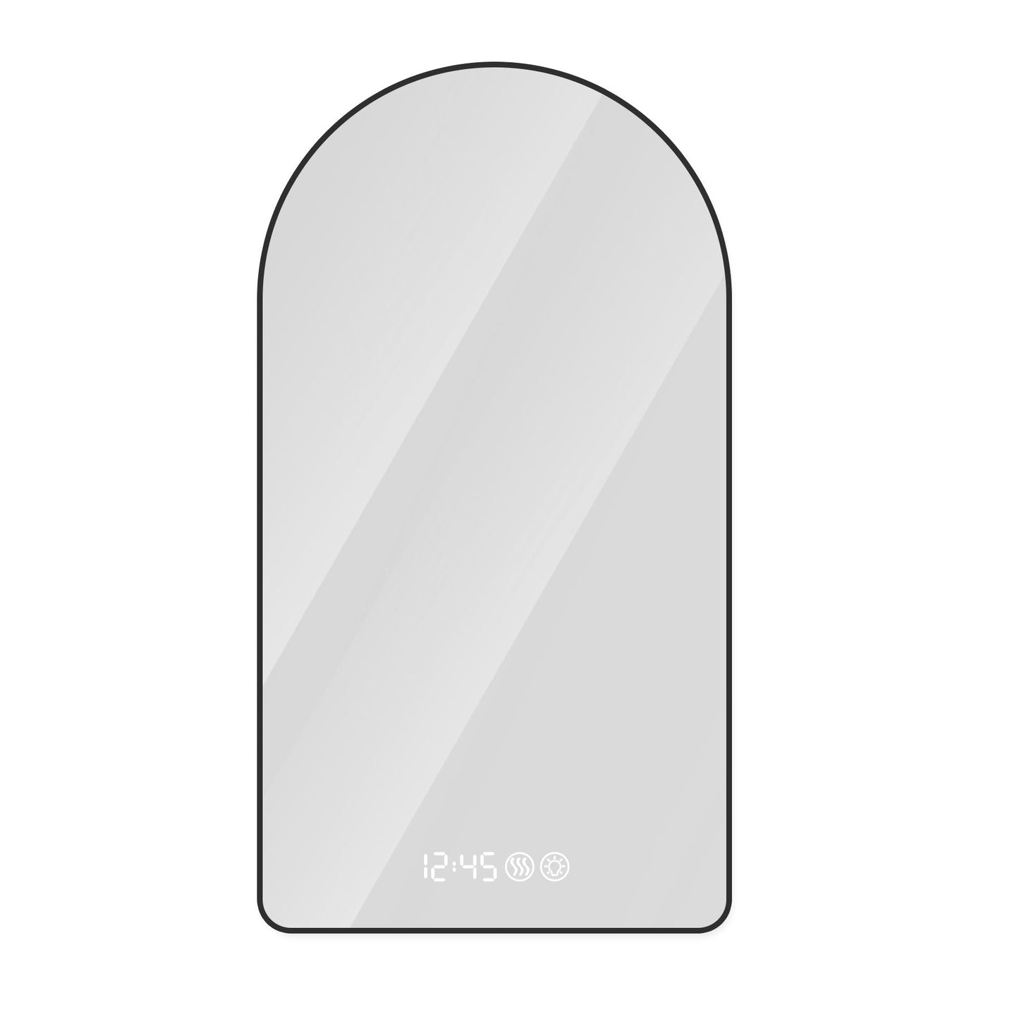 Arched LED Vanity Mirror With Time & Temperature Display