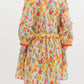 Entro - Floral Breeze Mini Dress with Ruffle Accents & Banded V-Neck Detail