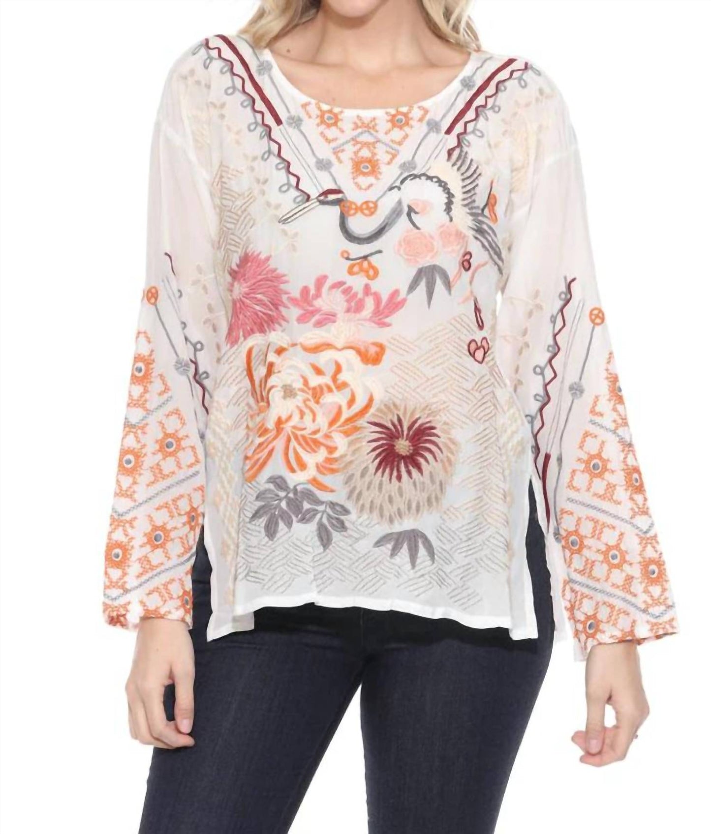 Johnny Was - Charlize Embroidered Silk Blouse