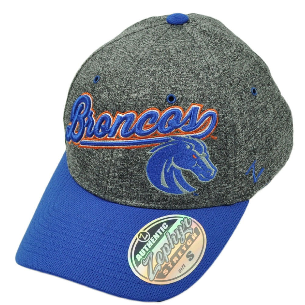 NCAA Zephyr Boise State Broncos Flex Fit Hat Cap Curved Bill Gray