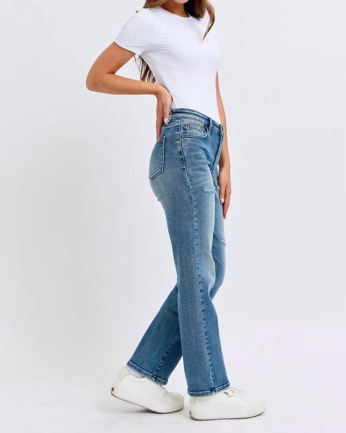 Judy Blue - Mid Rise Contrast Wash Destroy Dad Jean