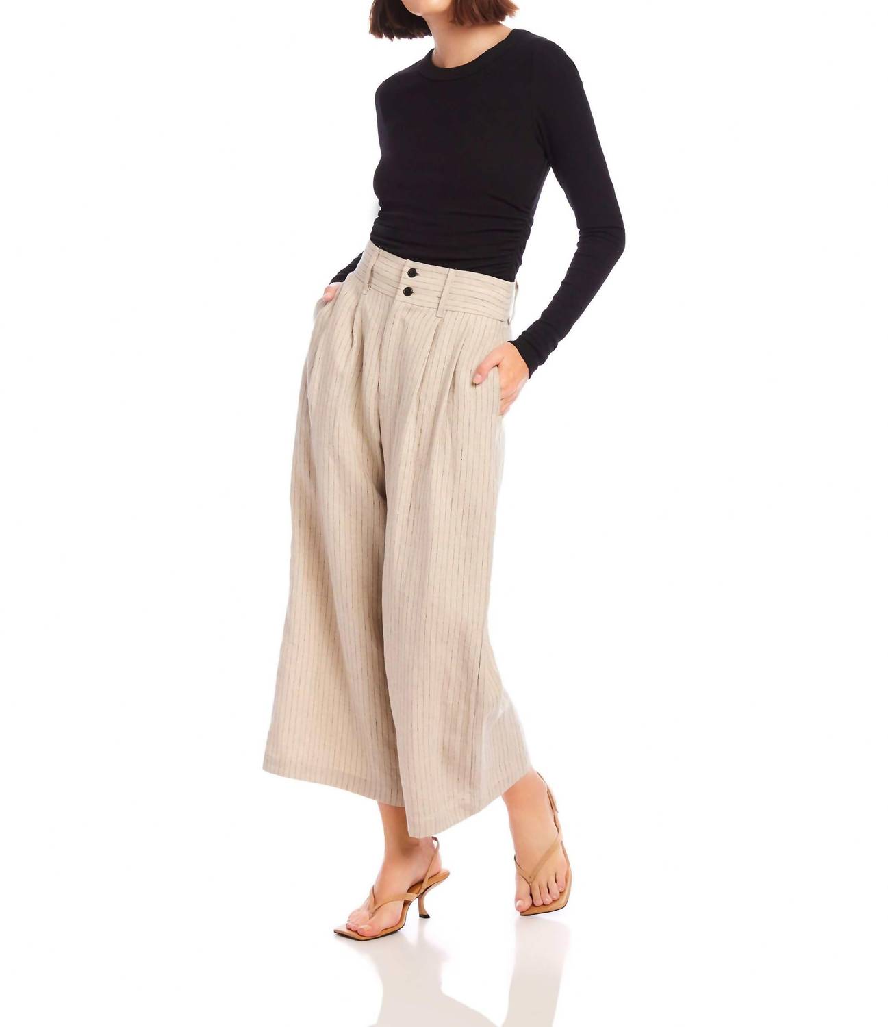 Fifteen Twenty - Sadie Stripe Wide Leg Trousers Pants