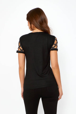 Frank Lyman - Studded Scoop Neck Knit Top