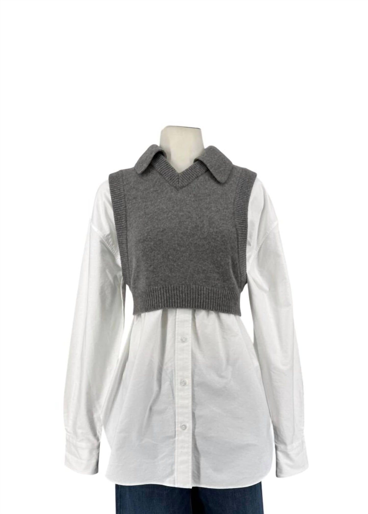 Alexander Wang - Oxford Bi-layer With Cropped Wool Vest