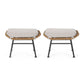 Outdoor Modern Boho Wicker Ottoman With Cushions (Set of 2)