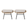 Outdoor Modern Boho Wicker Ottoman With Cushions (Set of 2)
