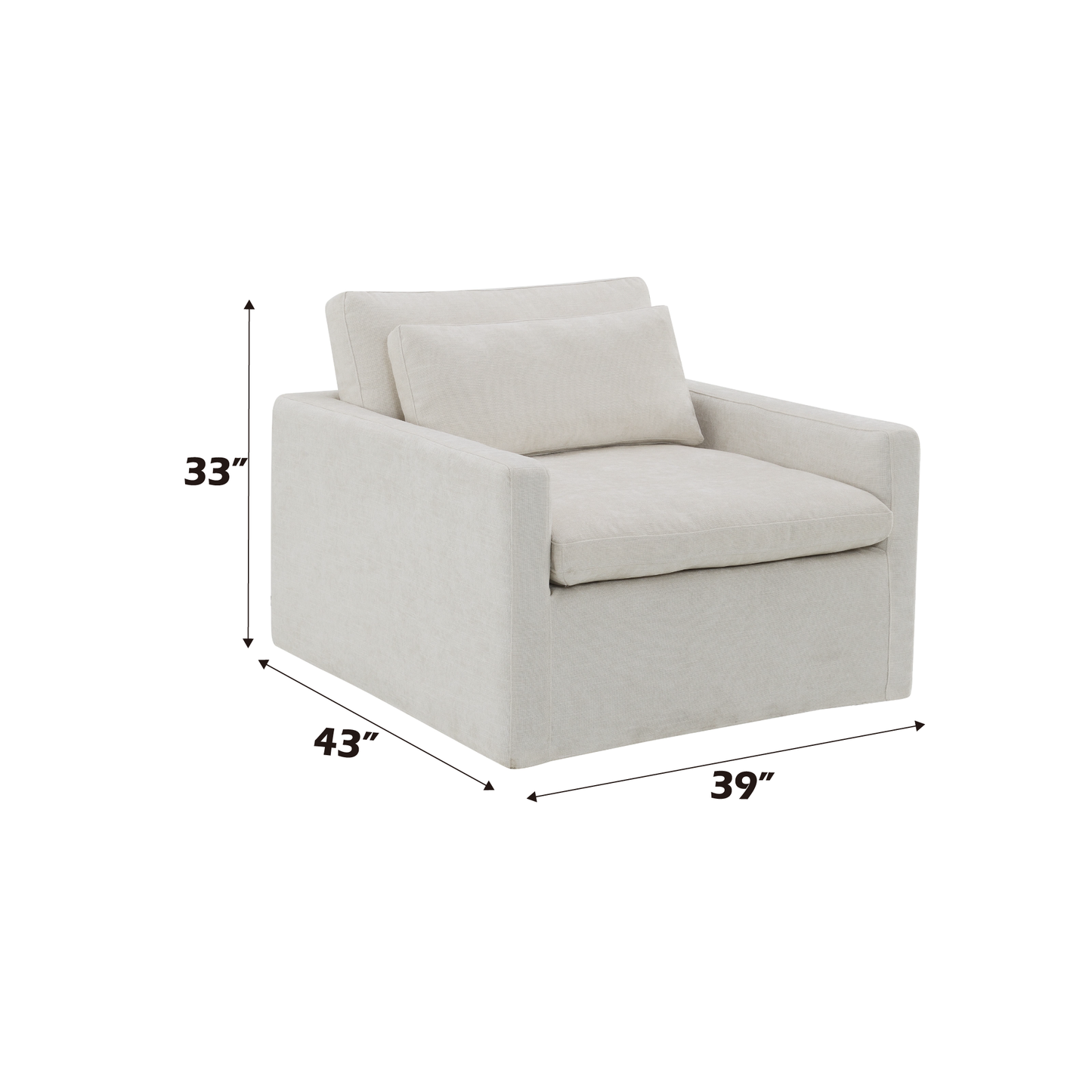 Frederick Ivory Fabric Swivel Chair with Pillow