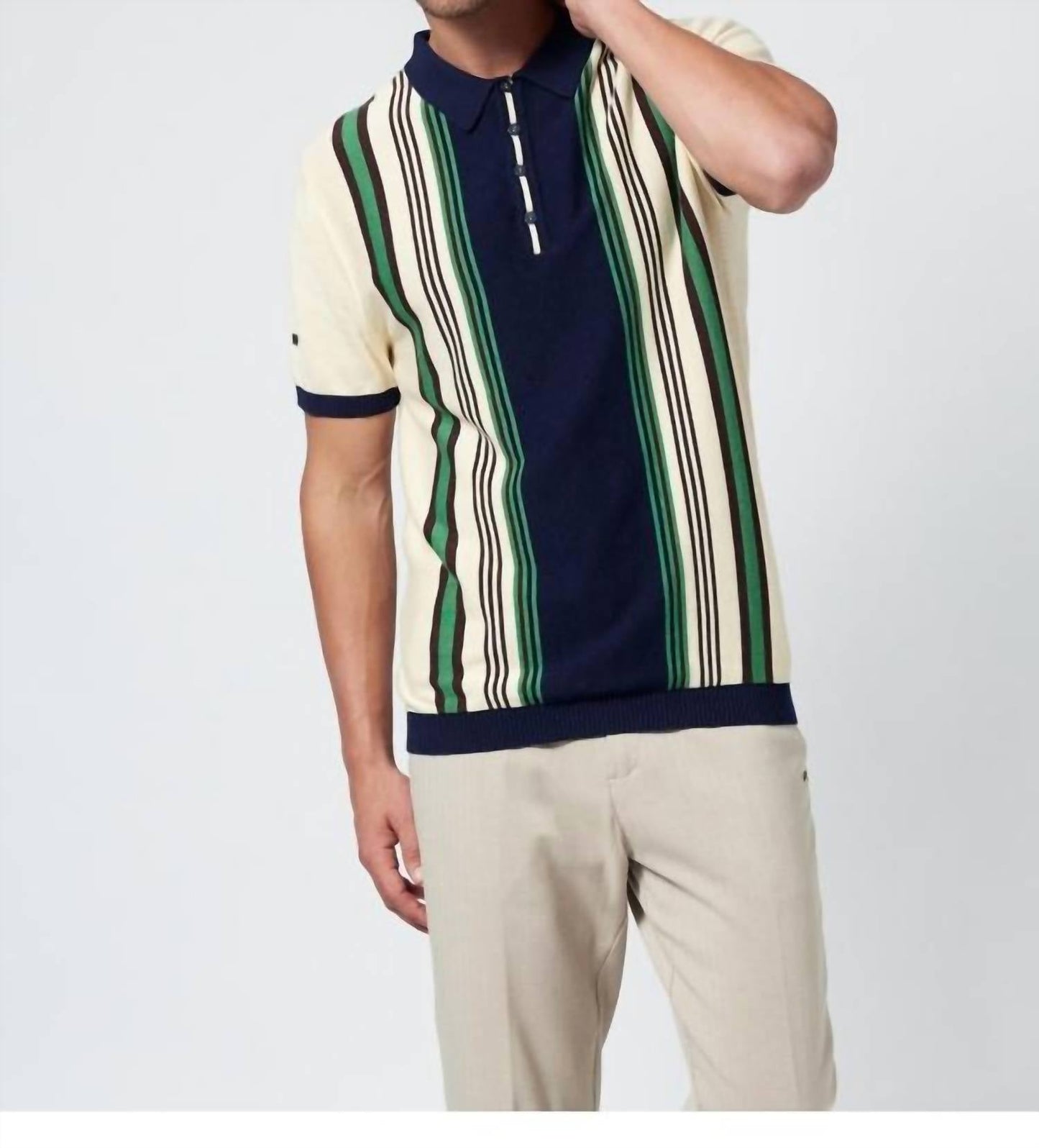 4Funkyflavours - No Time For Dreaming Striped Knit Polo - Plus