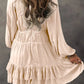 Frill Ruffled V-Neck Long Sleeve Mini Dress