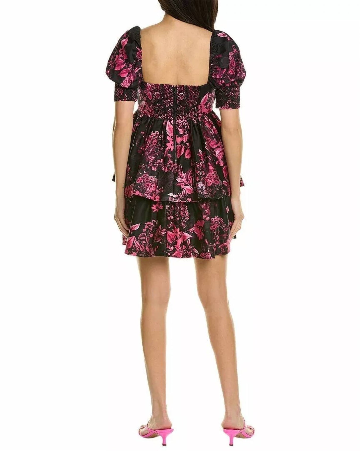 Alice + Olivia - Emmalou Puff-sleeve Tiered Mini Dress