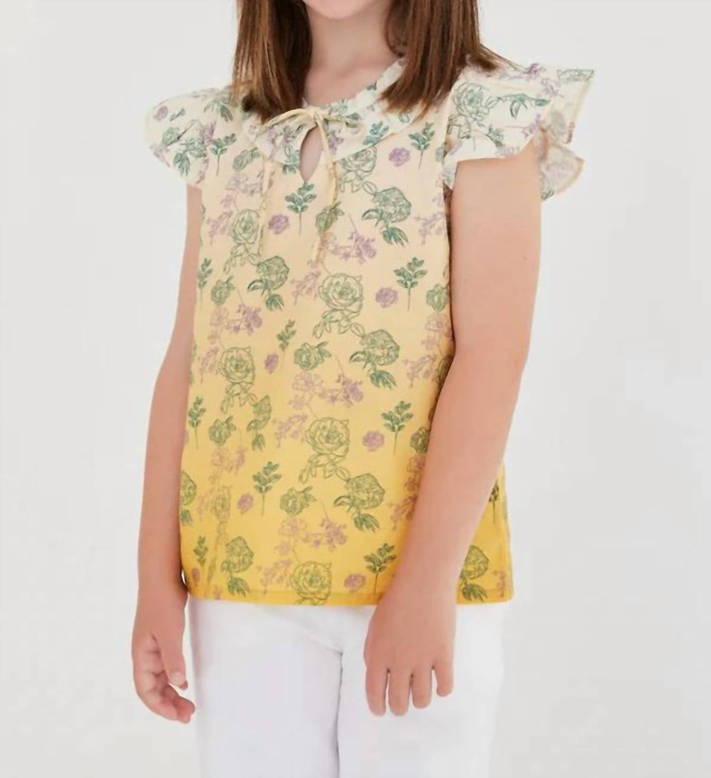 Sasha+Z - Floral Sketched Ombré Top