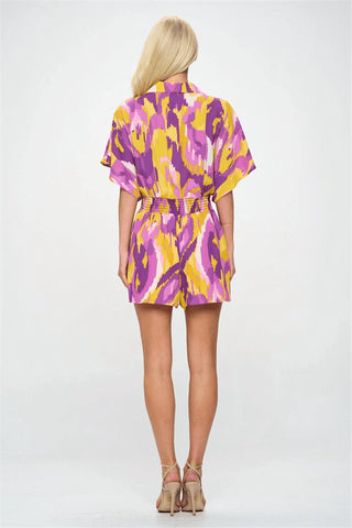 Adrienne - Button Down Smocked Waist Romper