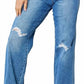 Judy Blue - High Rise Control Top Distressed Straight Jeans