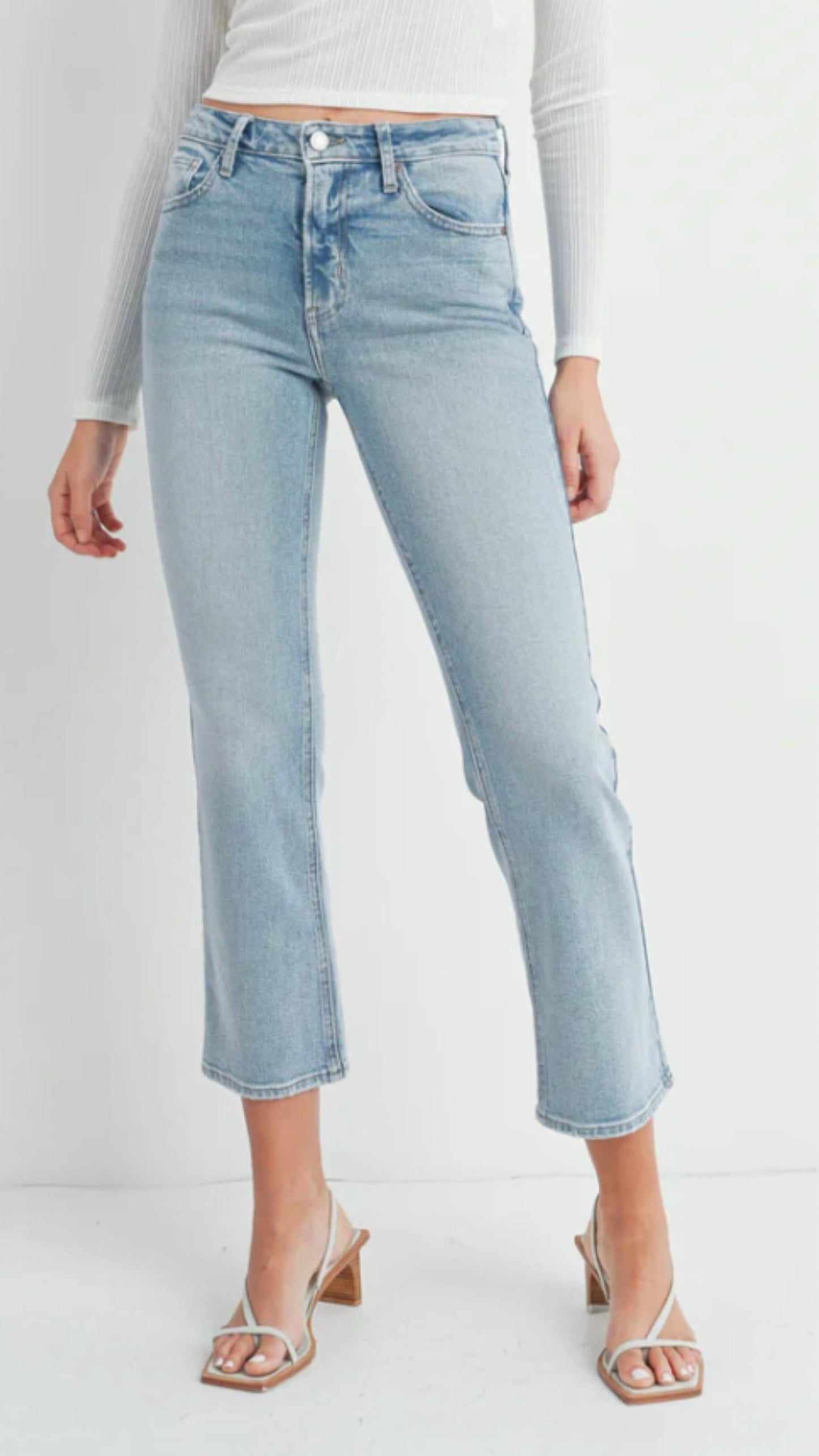 Just Black Denim - Mid Rise Slim Cropped Bootcut Jeans