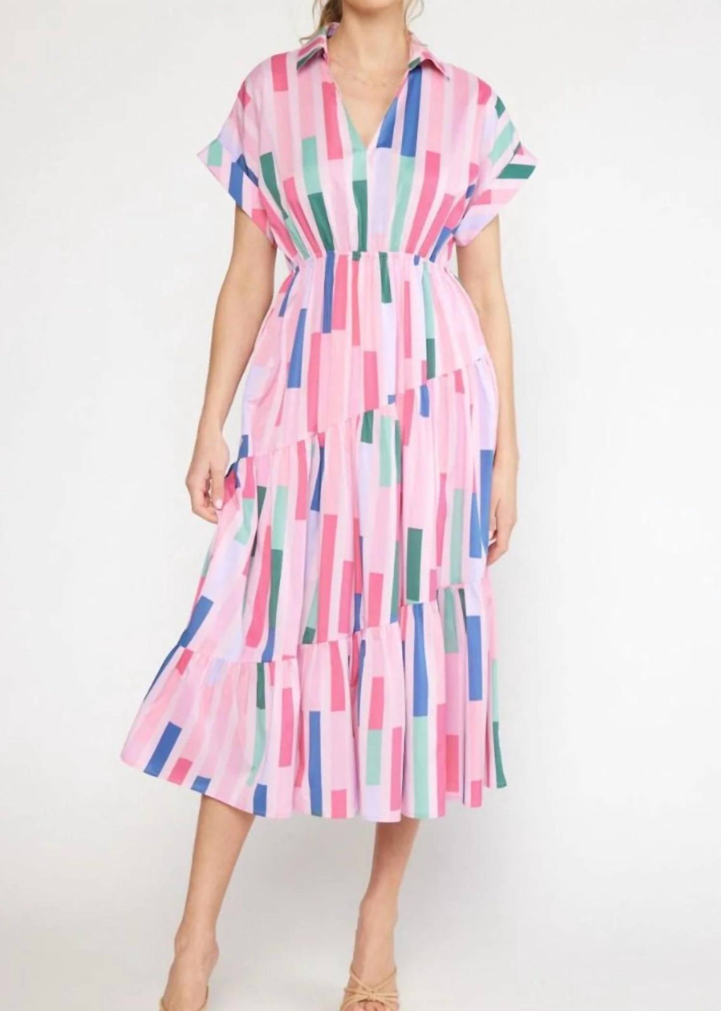 Entro - Striped Midi Dress
