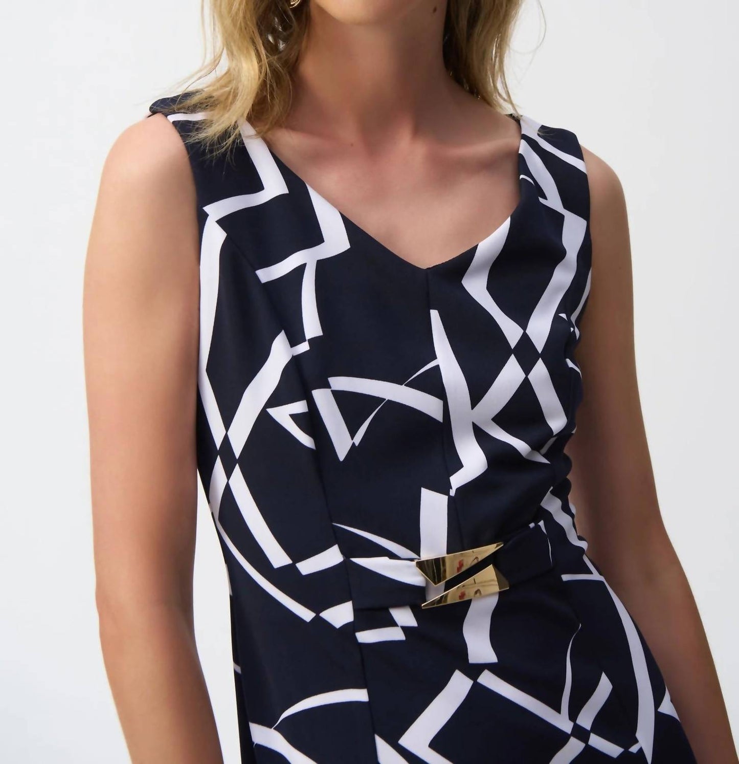 Joseph Ribkoff - Geometric V-neck Sheath Dress