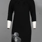 Theia - Elbow Sleeve Embellished Bottom Detail Wool Blend Dress