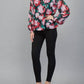 61 Jane - Women's Floral Keyhole Tie Neck Blouse