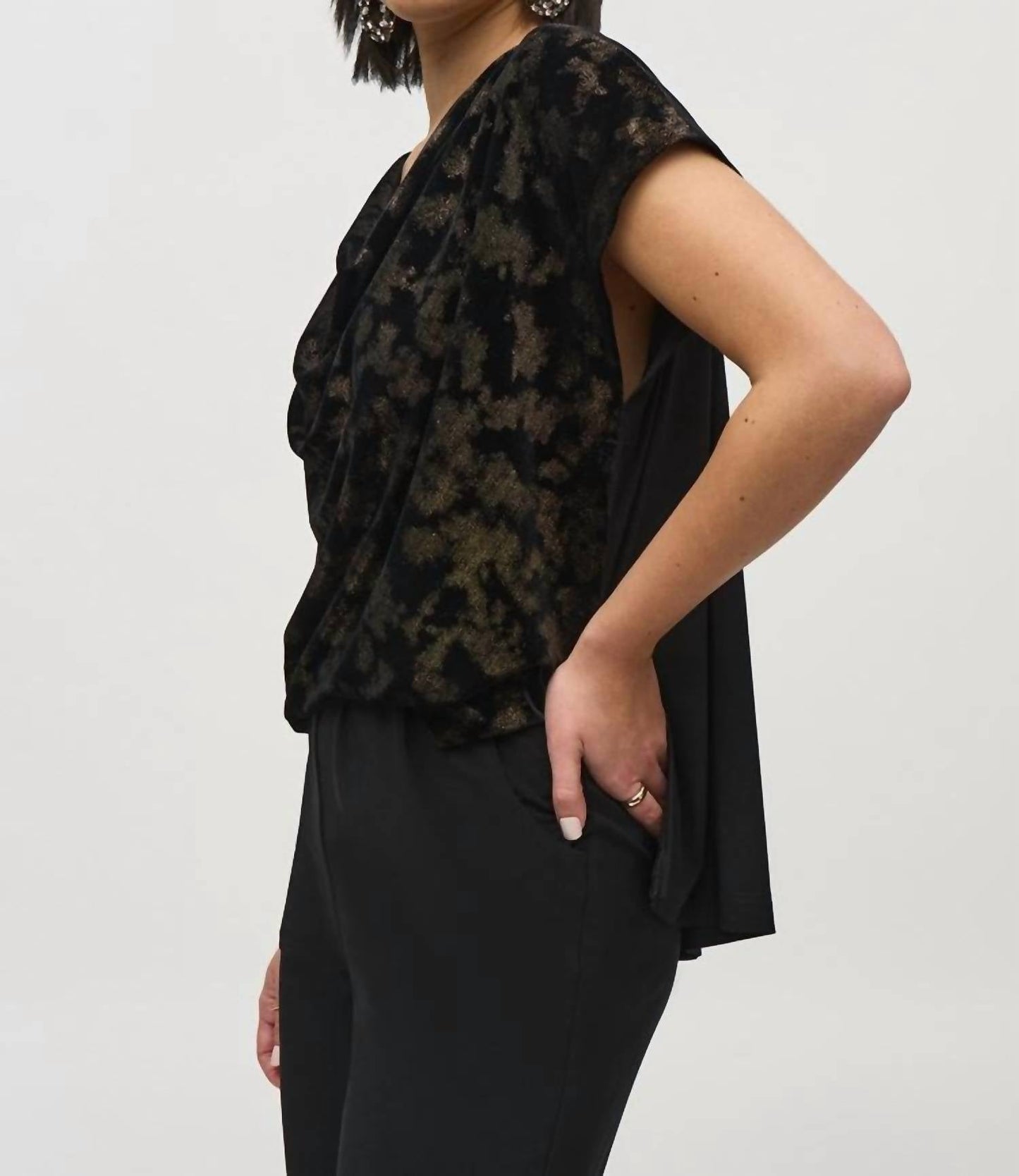Joseph Ribkoff - Silky Knit And Foiled Velvet Jumpsuit