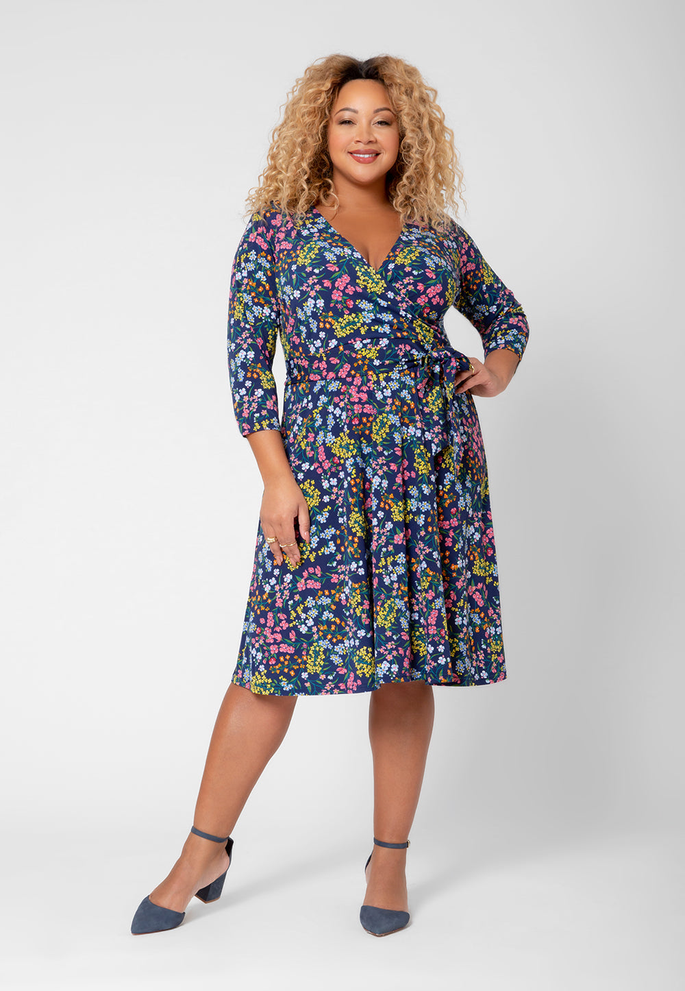 Leota Women's Faux Wrap Dress Blue