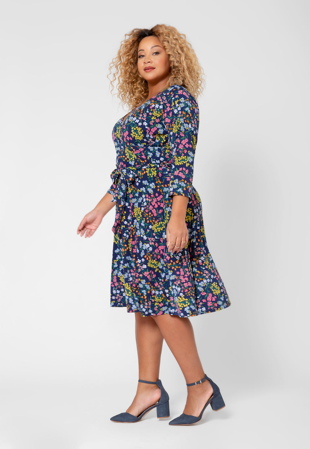 Leota Women's Faux Wrap Dress Blue