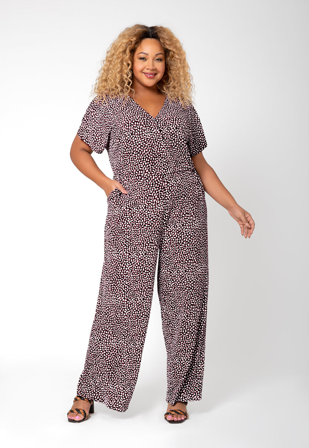 Leota Women's Ruby Wide Leg Jumpsuit Gray Size 2X