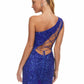 Ashleylauren - Beaded Asymetrical Lace-up Back Cocktail Dress