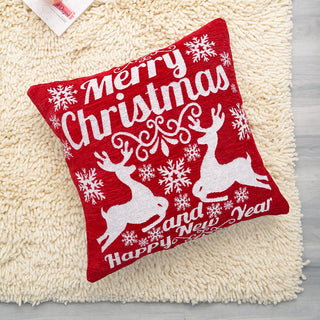 Red “Merry Christmas” Jacquard Woven Cushion – 24x24"