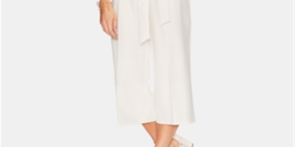Vince Camuto Women's Belted Cropped Jumpsuit White Size 4